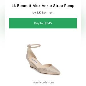 L.K. BENNETT EU 38 US 7 Alex Silver Ankle Strap Wedge Wedding Heels Orig $345